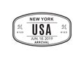 USA Passport stamp. Visa stamp for travel. New York international airport sign. Immigration, arrival and departure symbol. Vector Royalty Free Stock Photo